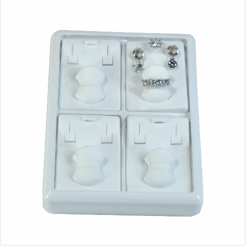 VitrinKutu - 3'lü Set Tablası 13x17 cm Plastik Beyaz