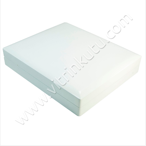 Ahşap Set Takı Kutusu 22x26 cm Büyük Beyaz Cilalı - Thumbnail