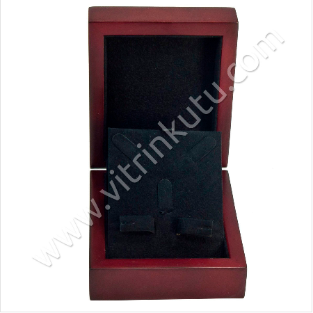 VitrinKutu - Ahşap Üçlü Set Takı Kutusu 9x11 cm Kahve