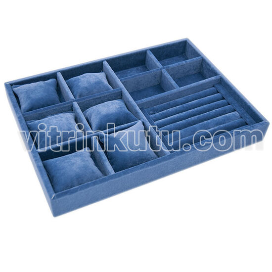 Ahşap Üstü Süet Çoklu Organizer Tabla