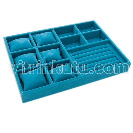 Ahşap Üstü Süet Çoklu Organizer Tabla