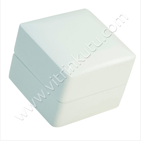 Ahşap Yüzük Kutusu Cilalı 6x6 cm Büyük Beyaz Rulo