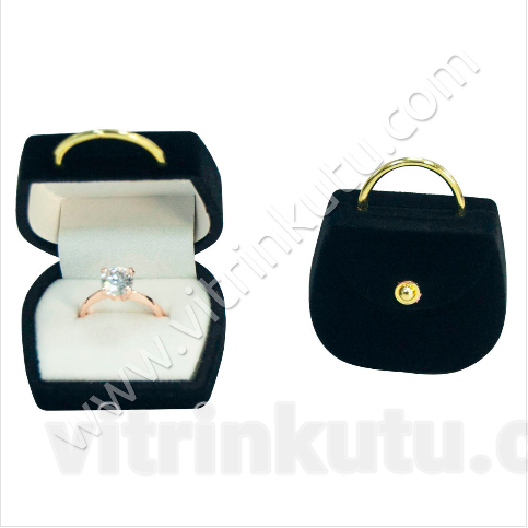 Çanta Yüzük Kutusu 4x3 cm Flok Kırmızı 6 lı paket