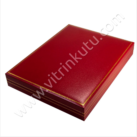 Çoklu Yüzük Kutusu 28 Bölmeli 24.5x19 cm Kırmızı/Beyaz Kartier - Thumbnail