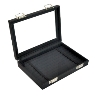 VitrinKutu - Deri Bileklik Takı Kutusu Cam Kapaklı 34x24 cm