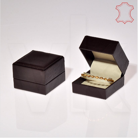 VitrinKutu - Deri Kelepçe Kutusu 9x9 cm Üzeri Dikişli