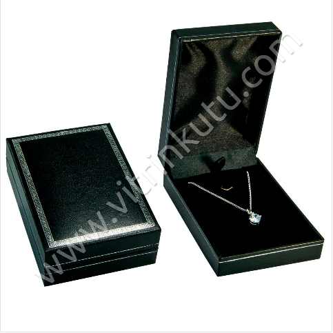 VitrinKutu - Deri Kolye Kutusu 7x9 cm Kartier Siyah
