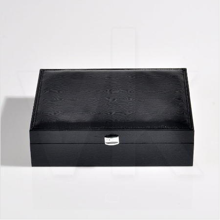 Deri Kravat Cüzdan Kol Düğmesi Kutusu 24x18 cm Hediyelik Siyah - Thumbnail