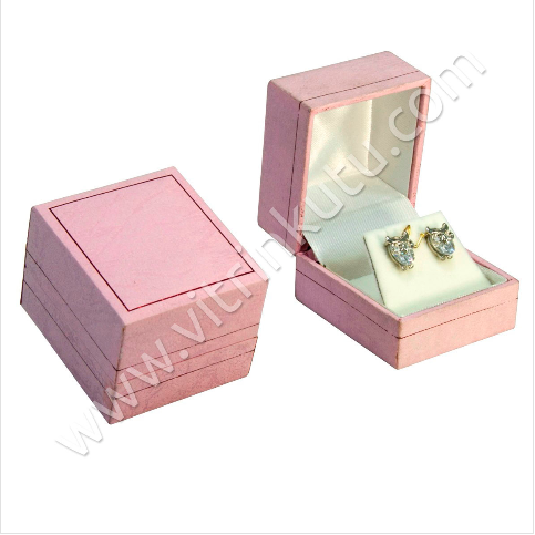 Deri Küpe Kutusu 4,5x5 cm Kartier Pembe