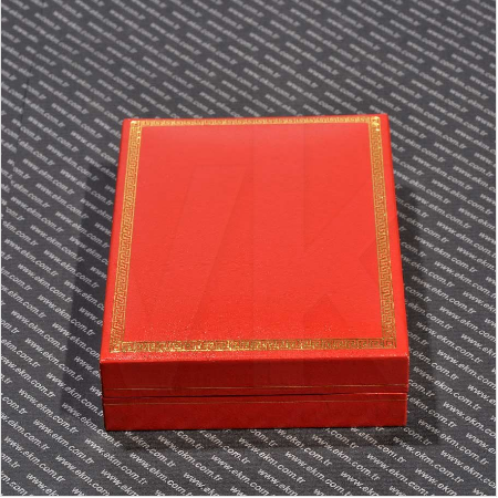 Deri Set Takı Kutusu 11x16 cm Kartier Yaldız İşlemeli - Thumbnail