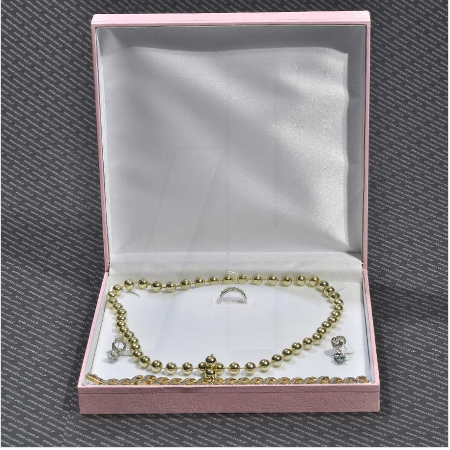 VitrinKutu - Deri Set Takı Kutusu 16x16 cm Kartier Pembe