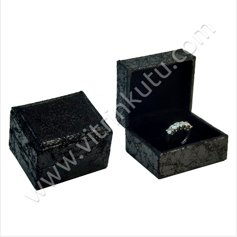Deri Yüzük Kutusu 6,5x5,5 cm Çatlak Desenli