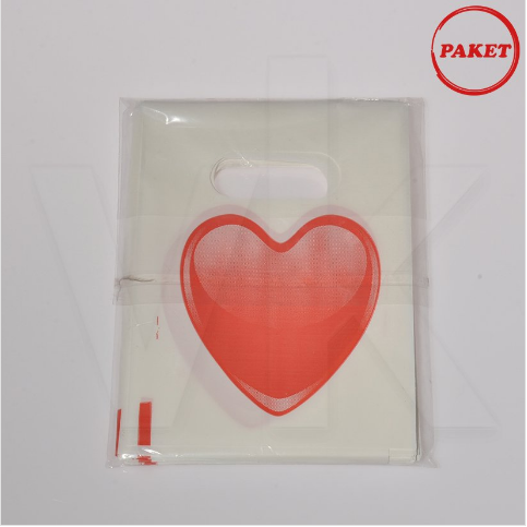  - El Geçme Poşet Kalp Baskılı Hediyelik 100'lü Paket 
