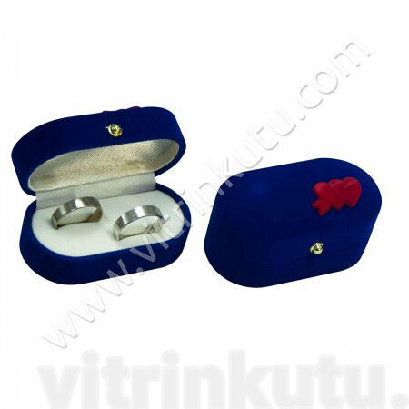 Flok Oval Alyans Kutusu Üstü Kalpli Kırmızı (6'lı Paket)