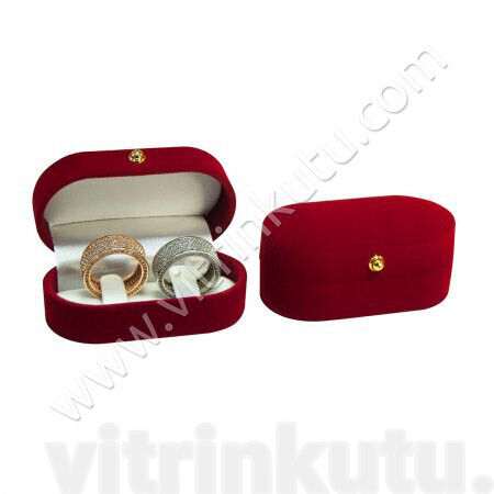 Flok Oval Çift Alyans Kutusu (6'lı Paket)