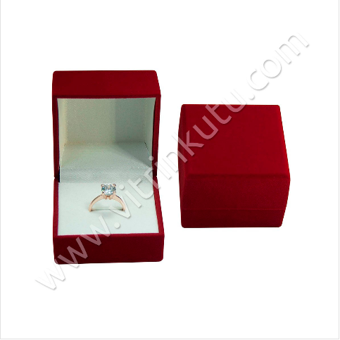  - Flok Yüzük Kutusu Büyük 6x6 cm Kırmızı (6 lı Paket)