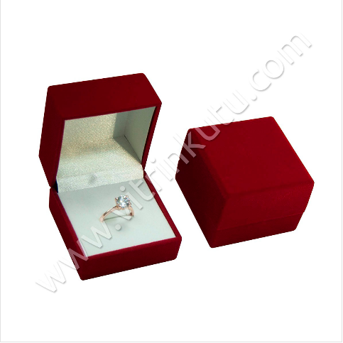 Flok Yüzük Kutusu Büyük 6x6 cm Kırmızı (6 lı Paket)