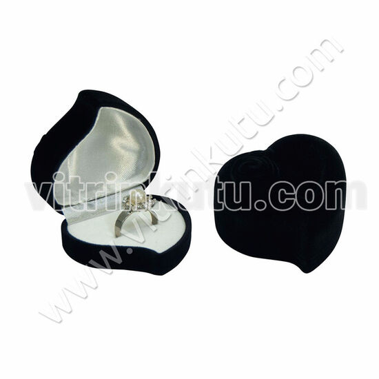Flok Yüzük Kutusu Kalpli 6x6 cm Gül Kabartmalı (6'lı Paket)