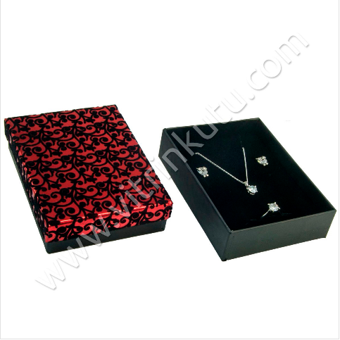 VitrinKutu - Floklu Üçlü Set Kutusu 13x10 cm Karton