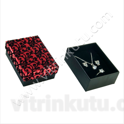 Floklu Üçlü Takım Kutusu 6,5x8,5 cm Siyah 12'li Paket