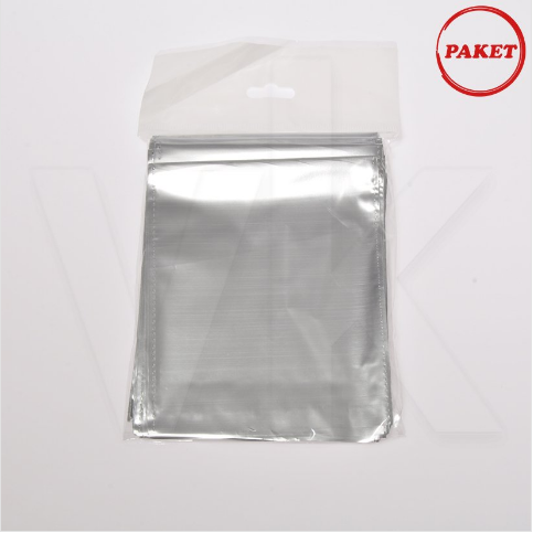 Hediyelik Poşet 50'li Paket Lüks Metalize Gümüş