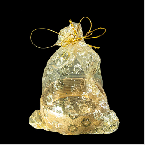 VitrinKutu - Hediyelik Tül Kese 12x14 cm Gold 100'lü Paket