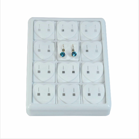 VitrinKutu - Kalpli Küpe Tablası 13x17 cm Plastik Beyaz