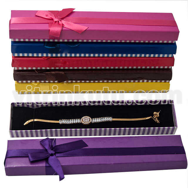 Karton Kurdelalı Bileklik Kutusu (renkli) 12 Li Paket