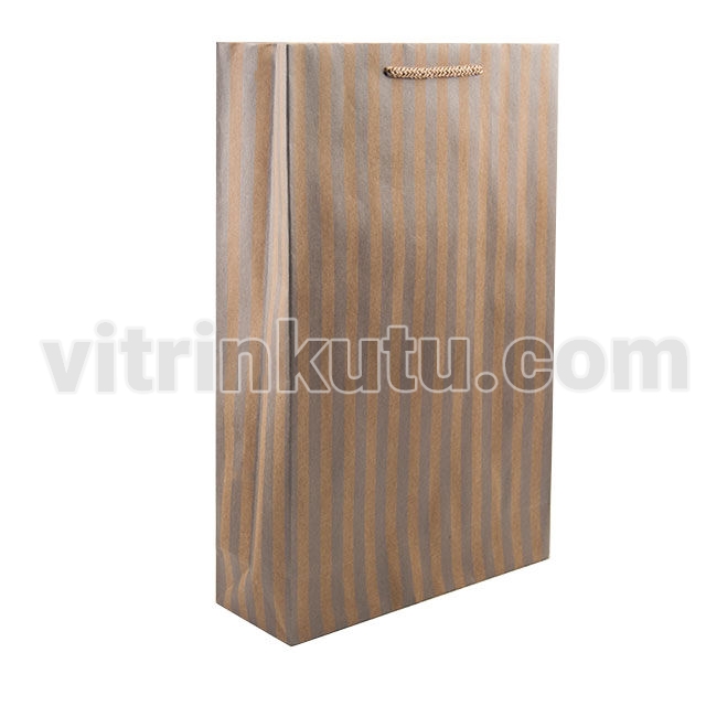 Karton Çanta 24x38 cm Çizgili Model 1 (12'li Paket)