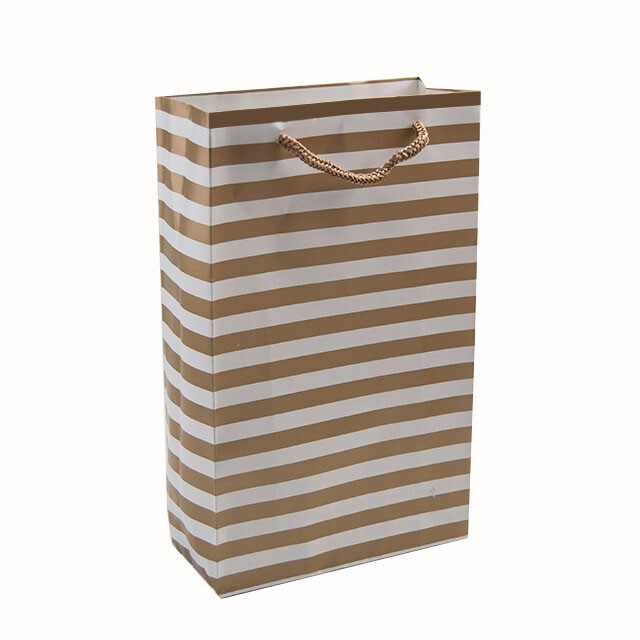 VitrinKutu - Karton Çanta 17x27 cm Çizgili Model 2 (12'li Paket)