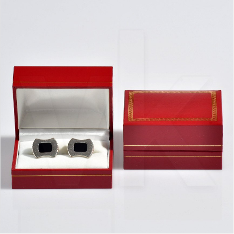 Kol Düğmesi Kutusu 7.5x5 cm Yaldız İşlemeli Kartier Kırmızı