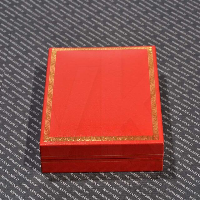 Tırnaklı Kolye Kutusu 10x14 cm Kartier Yaldız İşlemeli Kırmızı