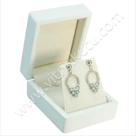 Küpe Takı Kutusu 4,5x7,5 cm Ahşap Beyaz