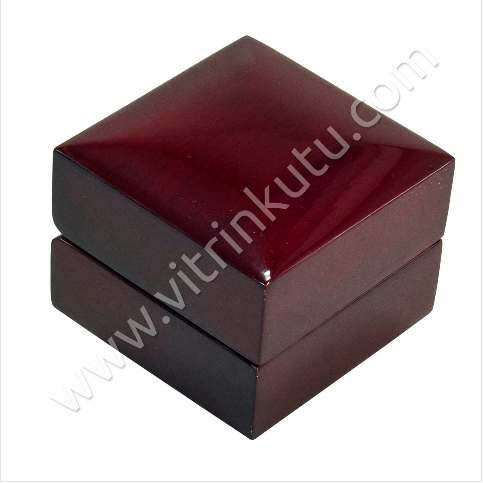 Küpe Takı Kutusu 6x6 cm Ahşap Cilalı - Thumbnail