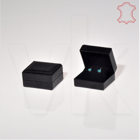 Küpe Takı Kutusu 7,5x6 cm Üstü Dikişli Deri