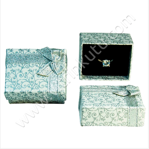 Kurdeleli Yüzük Kutusu 4,5x5,5 cm Sarmaşık Desenli 12'li Paket - Thumbnail