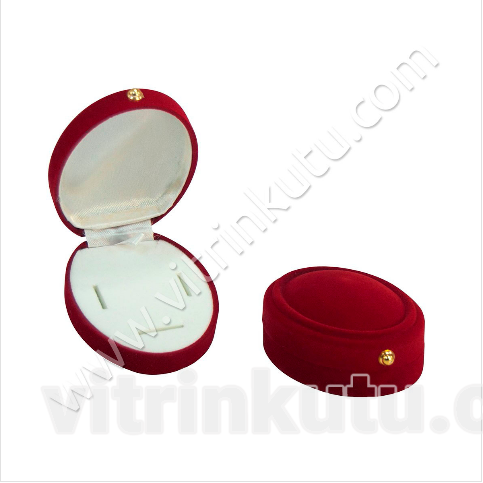 Oval 3'lü Set Kutusu 5x8 cm Flok Bordo