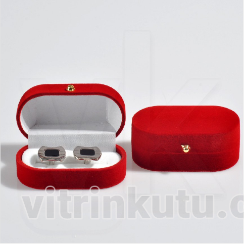 Flok Oval Kol Düğmesi Kutusu 7,5x4 cm (6'lı Paket)