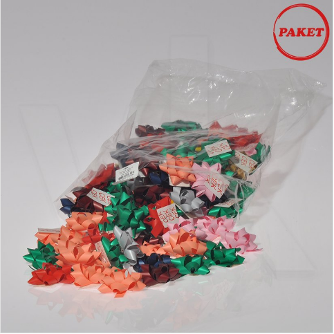VitrinKutu - Paket Süsü Hediyelik 100'lü Paket Pastel Renklerde Yıldız Rafya