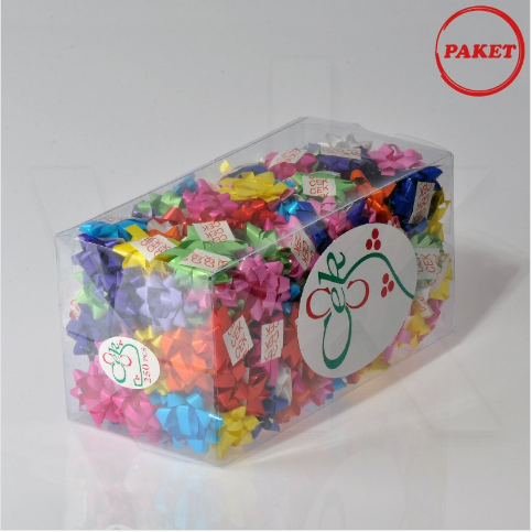 VitrinKutu - Paket Süsü Hediyelik 250'li Karışık Renkli Yıldız Rafya