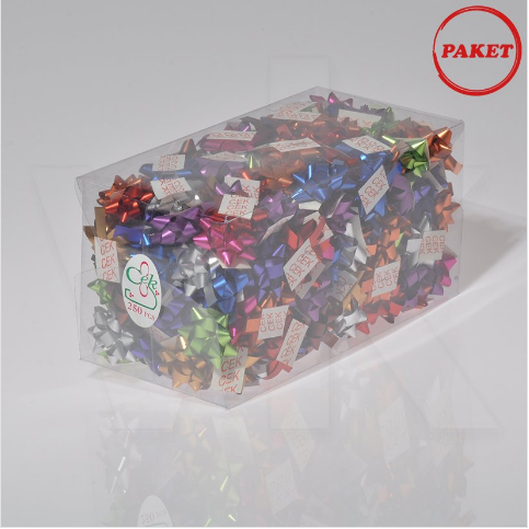 VitrinKutu - Paket Süsü Hediyelik 250'li Metalik Renkli Yıldız Rafya