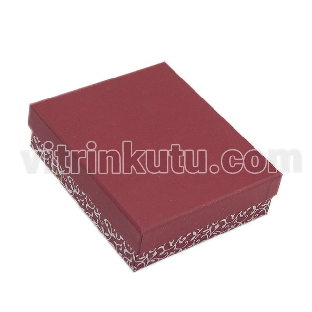 Sarmaşık Gümüş Desenli Bordo 3'lü Set Kutusu