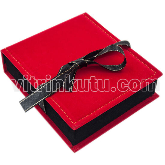 Süet Dikişli Kurdeleli Set Kutusu 22x26