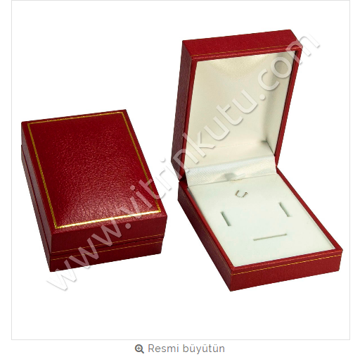 VitrinKutu - Üçlü Set Kutusu 7,5x10,5 cm Deri Kartier Kırmızı