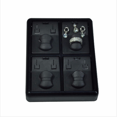 VitrinKutu - Üçlü Set Tablası 13x17 cm Plastik Siyah