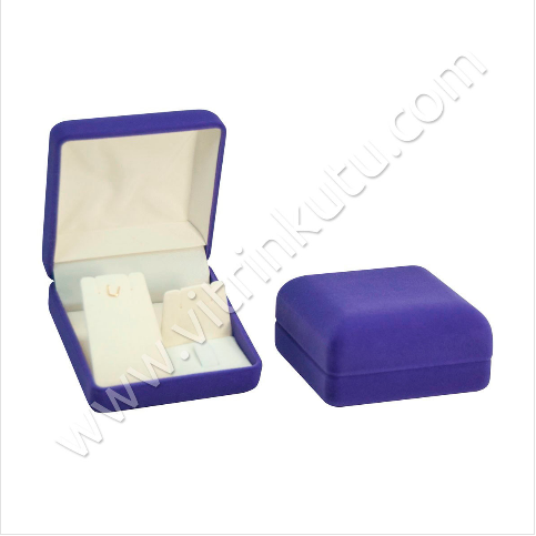 VitrinKutu - Üçlü Set Takı Kutusu 8x8 cm Flok