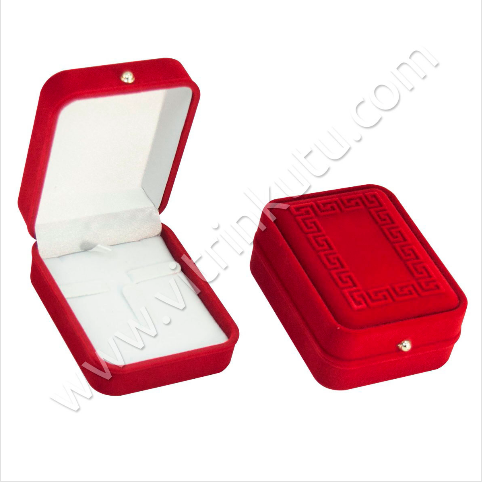 VitrinKutu - Üçlü Set Takım Kutusu 7x9 cm Nakışlı Flok